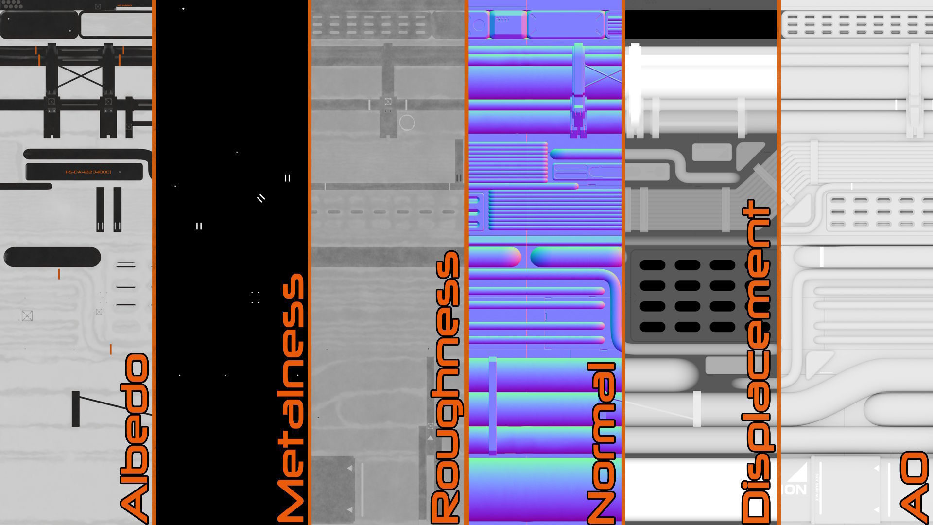 Sci-fi trim sheet 3D model_5
