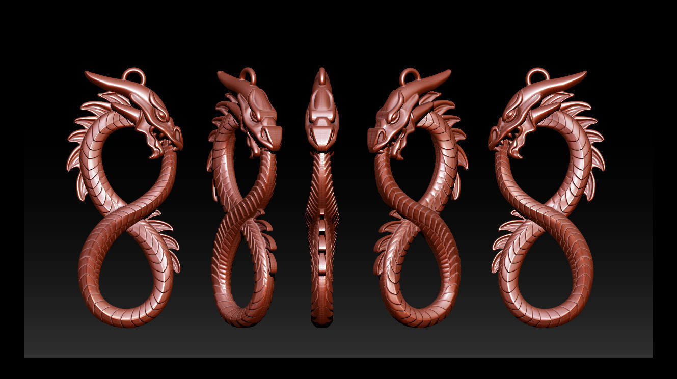 Collection 10 golden dragon 3D print model_2