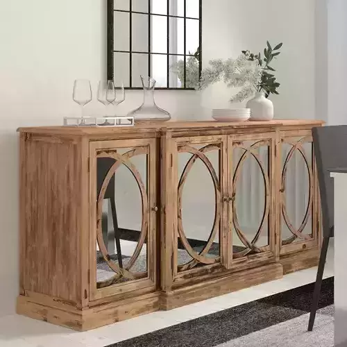 Valeria Wide Pine Sideboard 3D model