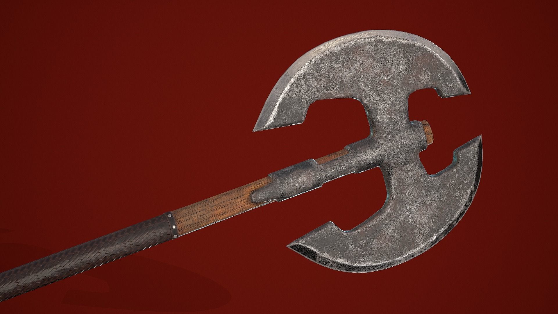 Two-handed axe Low-poly 3D model_2