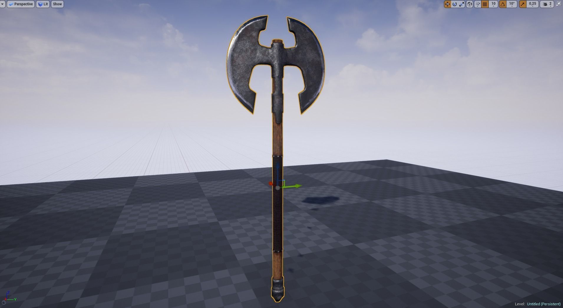 Two-handed axe Low-poly 3D model_14