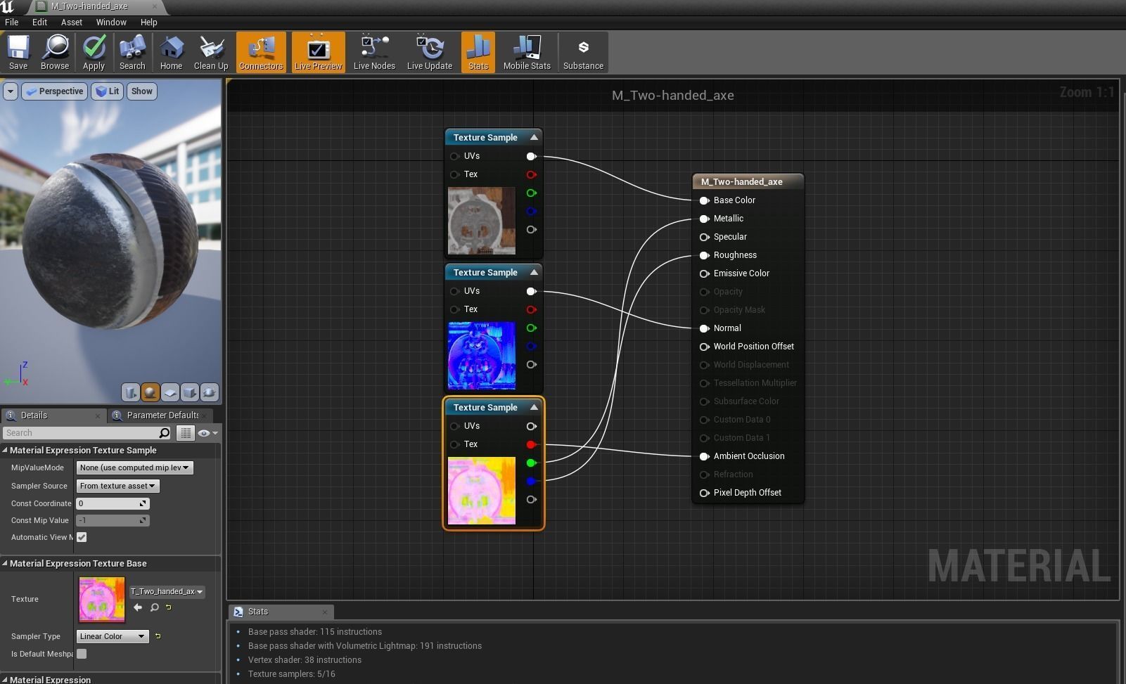 Two-handed axe Low-poly 3D model_11