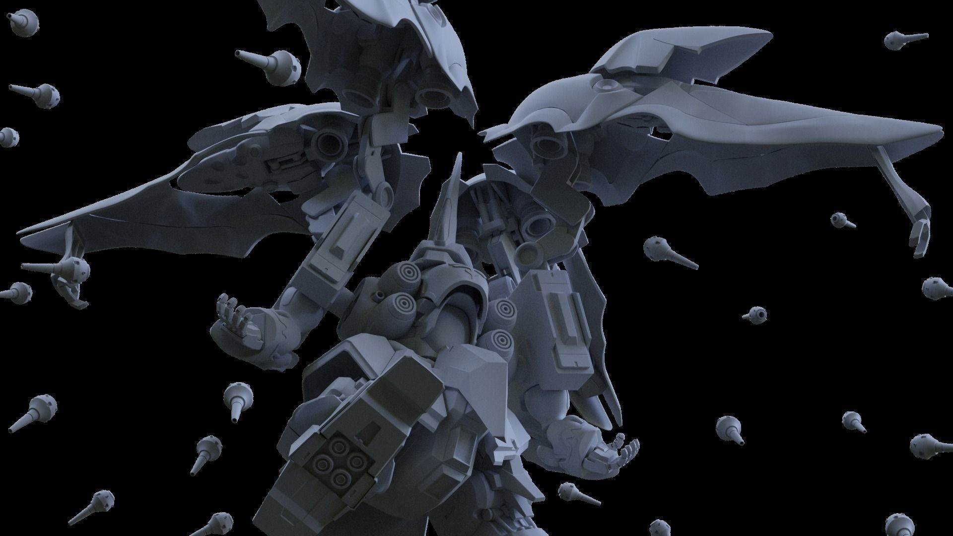 bb kshatriya gundam with rig mobile suits 3D model_1