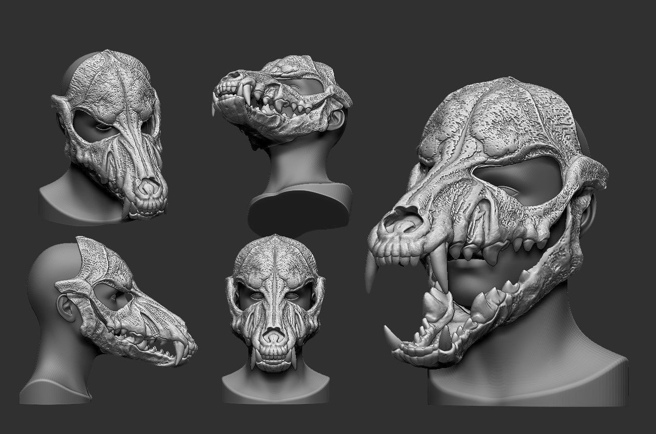 Scary Mask Wolf Skull 3D Model Stl File Halloween 3D print model_1