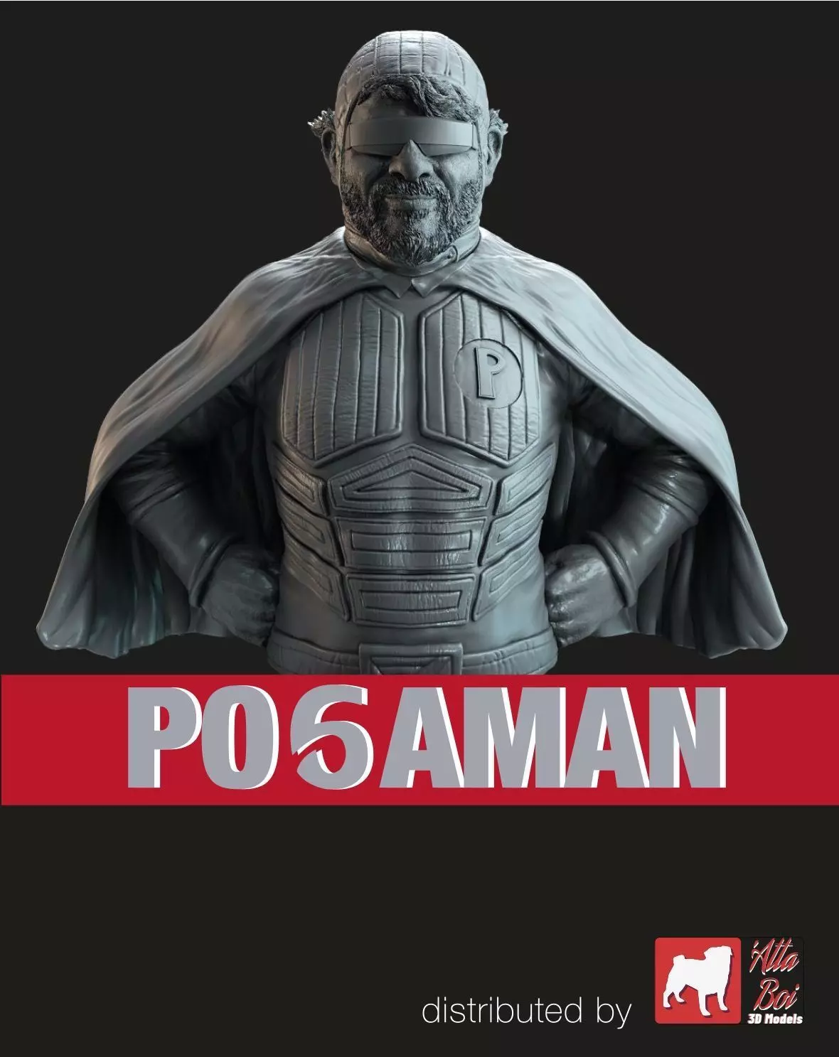 Po6aman man wearing cape 3D print model