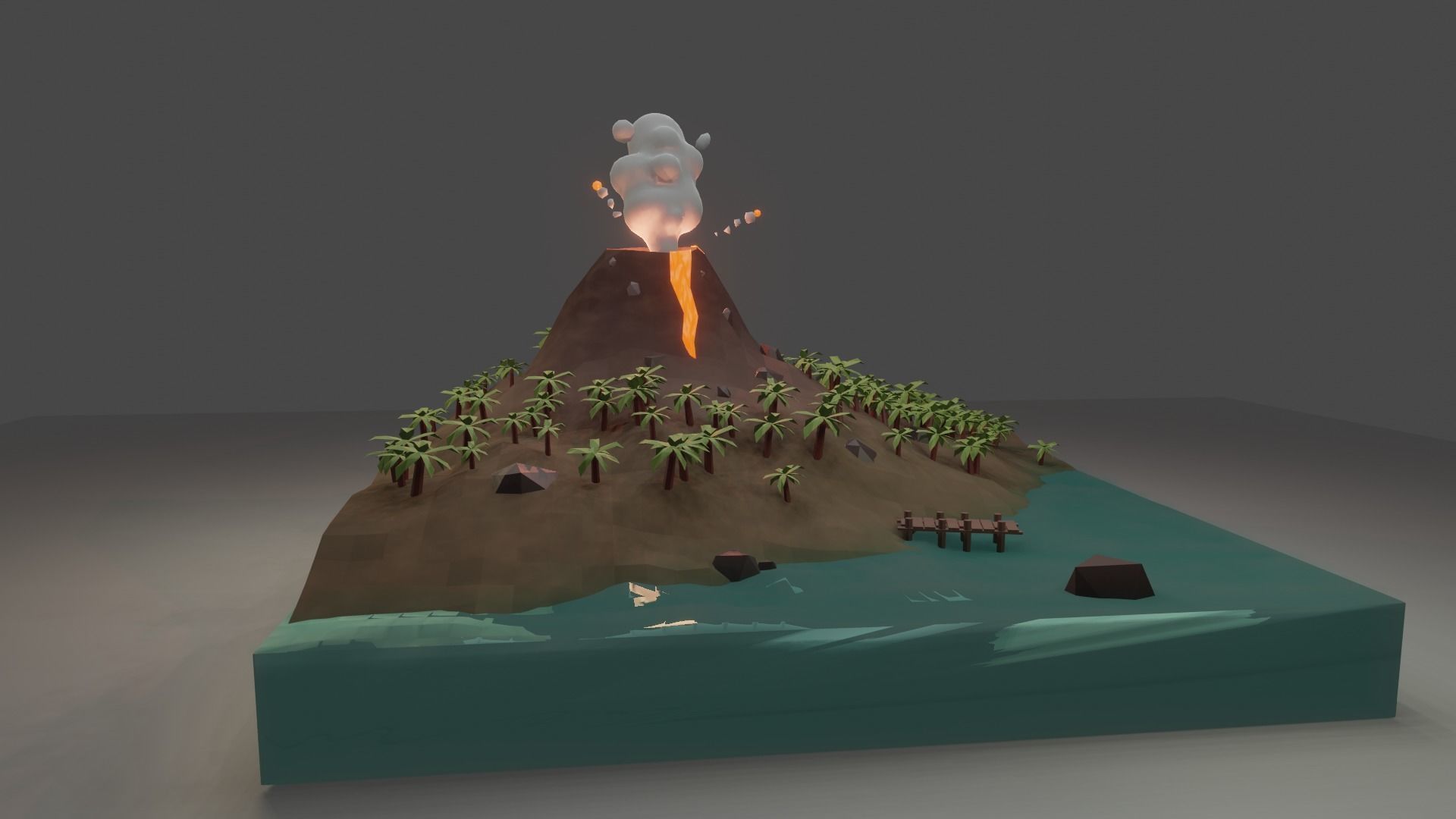 Volcanic Island Free low-poly 3D model_1