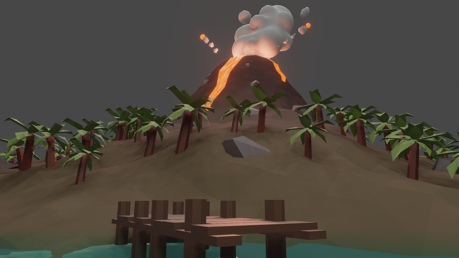 Volcanic Island Free low-poly 3D model_2