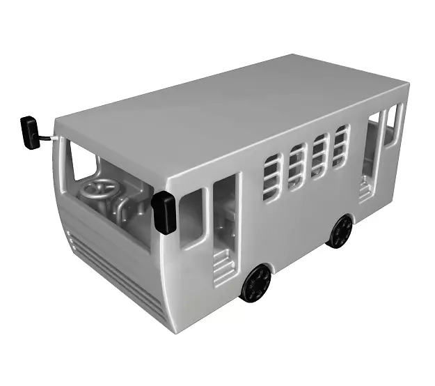 Classic Metallic Bus Low-poly 3D model_0
