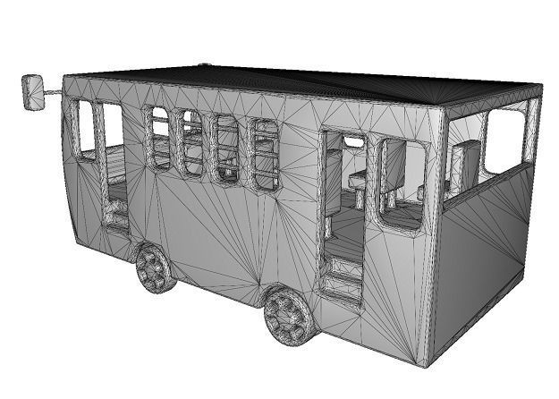 Classic Metallic Bus Low-poly 3D model_3