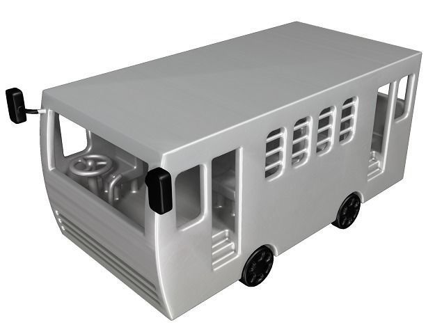 Classic Metallic Bus Low-poly 3D model_1