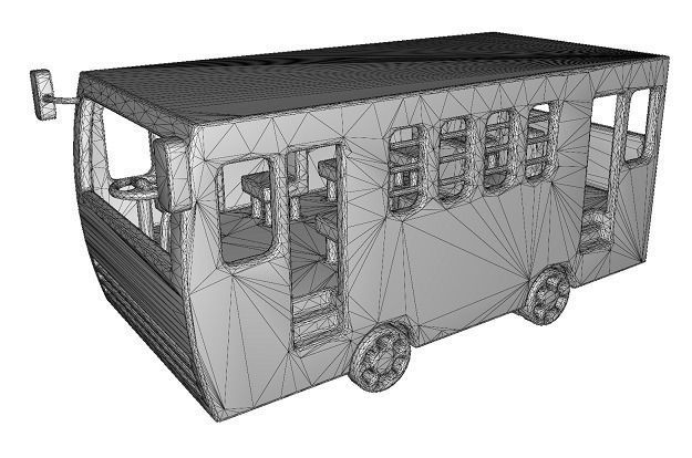 Classic Metallic Bus Low-poly 3D model_4