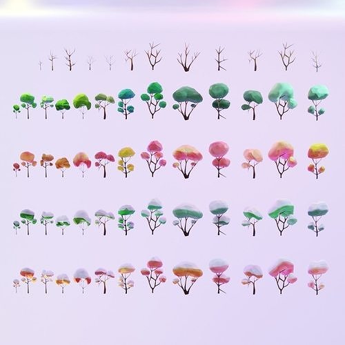 Game trees Low-poly 3D model