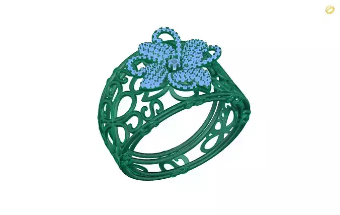 bracelet flower ring with diamonds