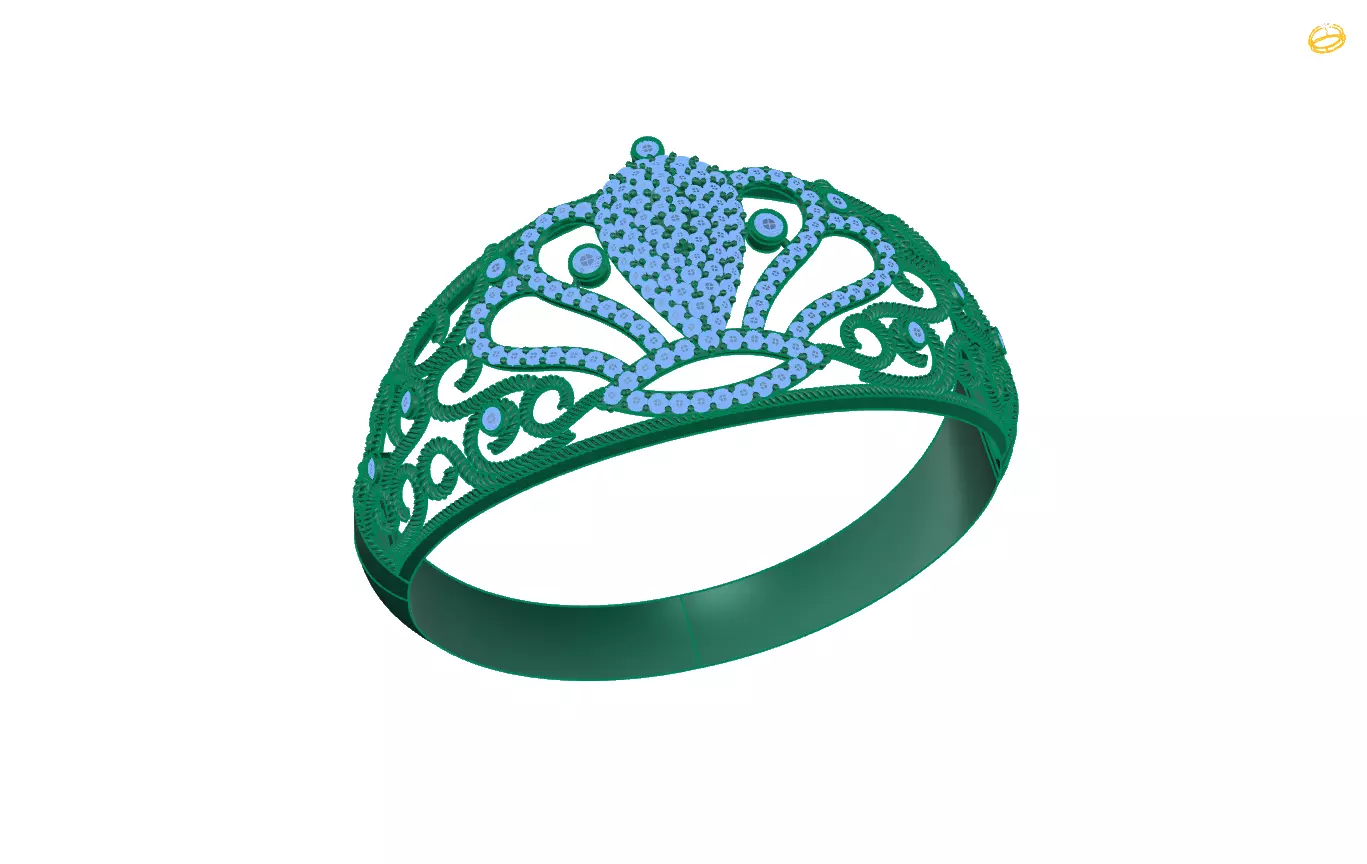 bracelet ring with diamonds 3D print model_0