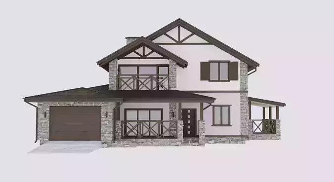 Residential house half-timbered 3D model