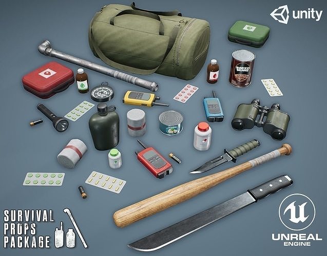 Survival Props Package Low-poly 3D model