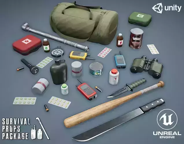Survival Props Package Low-poly 3D model