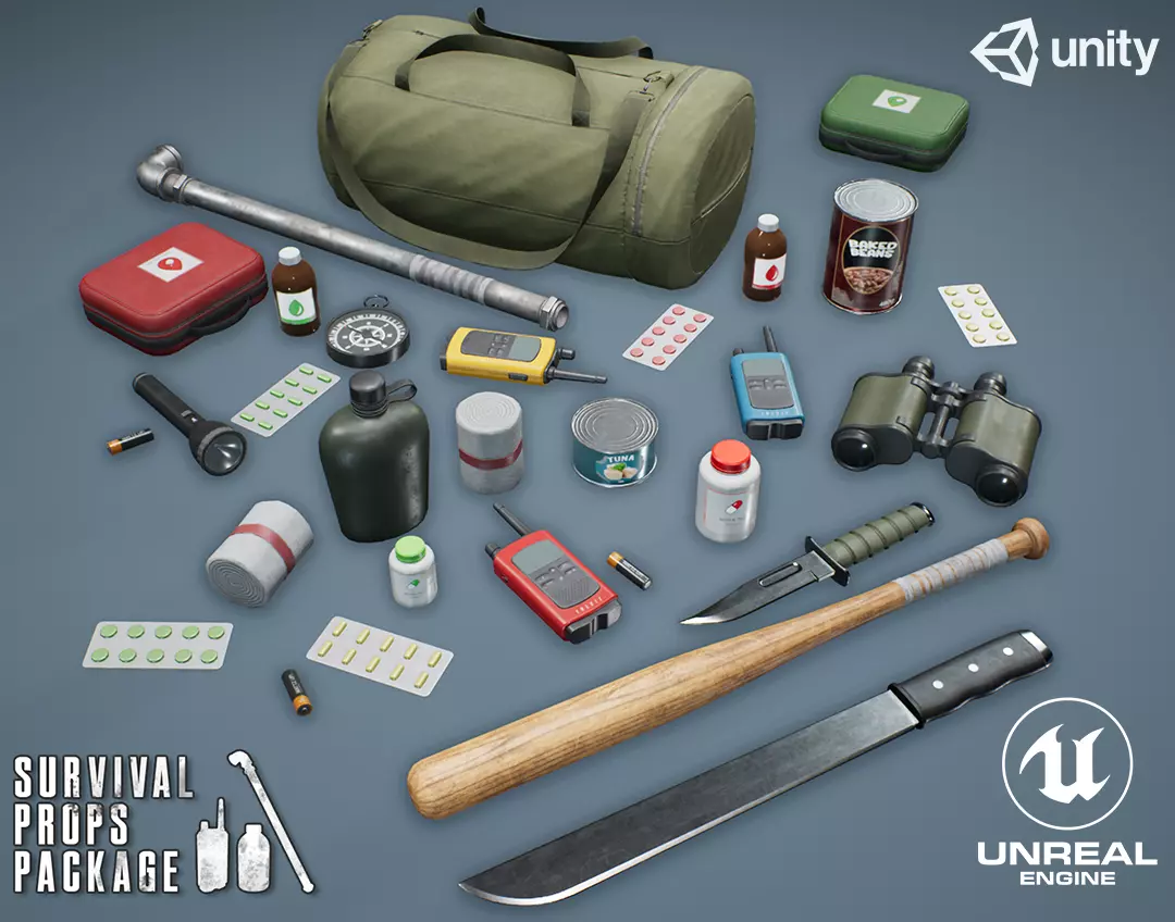 Survival Props Package Low-poly 3D model_0