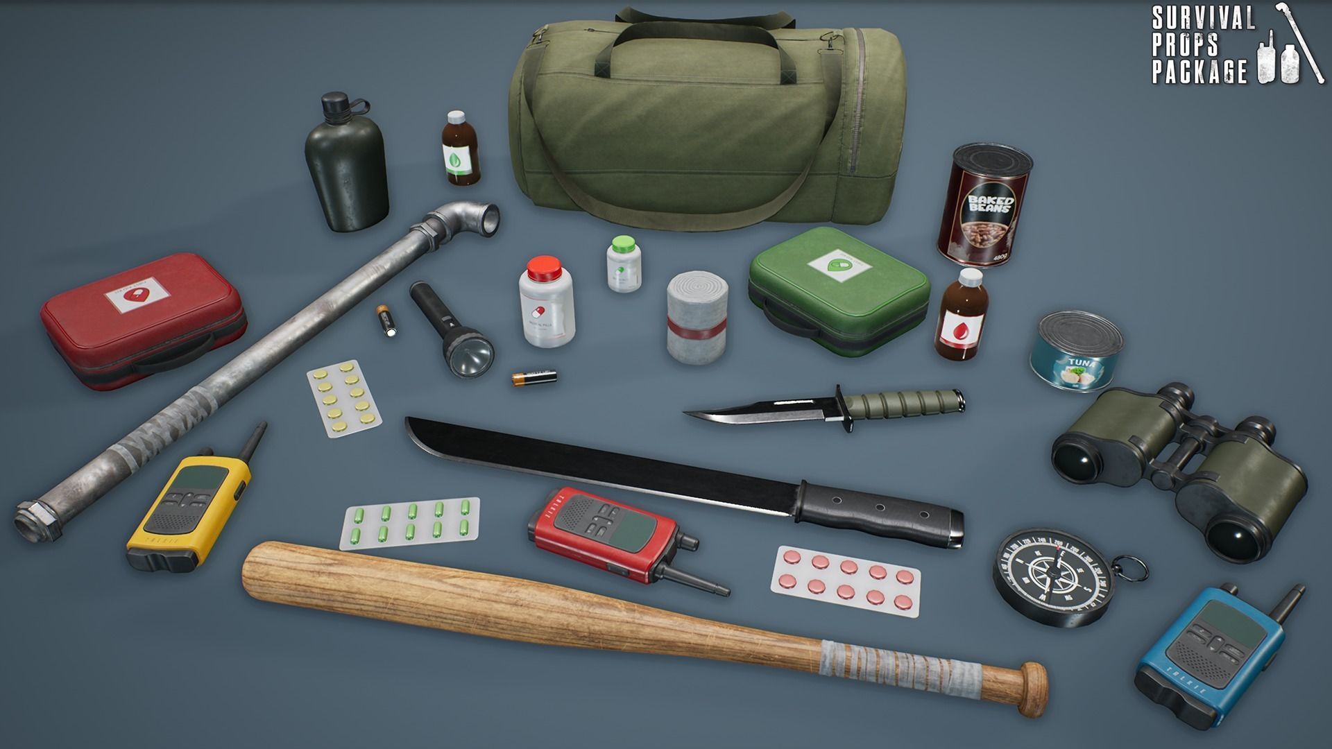 Survival Props Package Low-poly 3D model_1