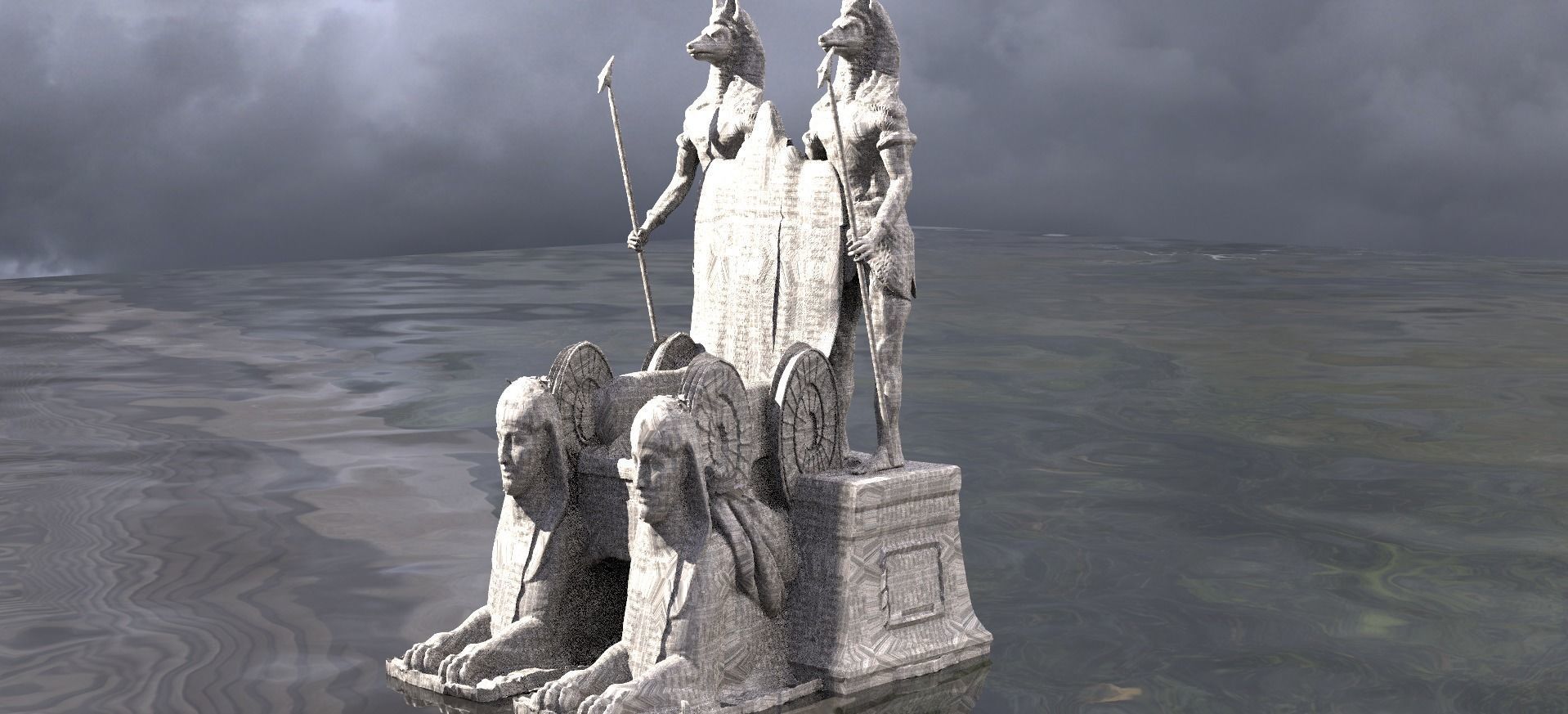 Egyptian Throne Anubis 3D model_1