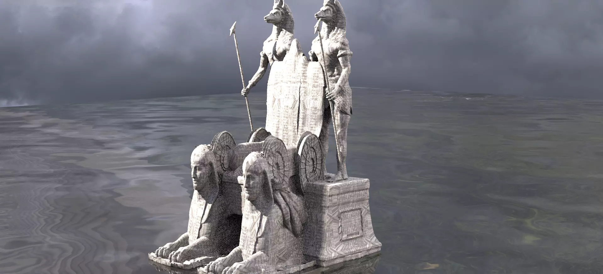 Egyptian Throne Anubis 3D model_0