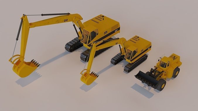 CAT 225  Loading  Machine Low-poly 3D model
