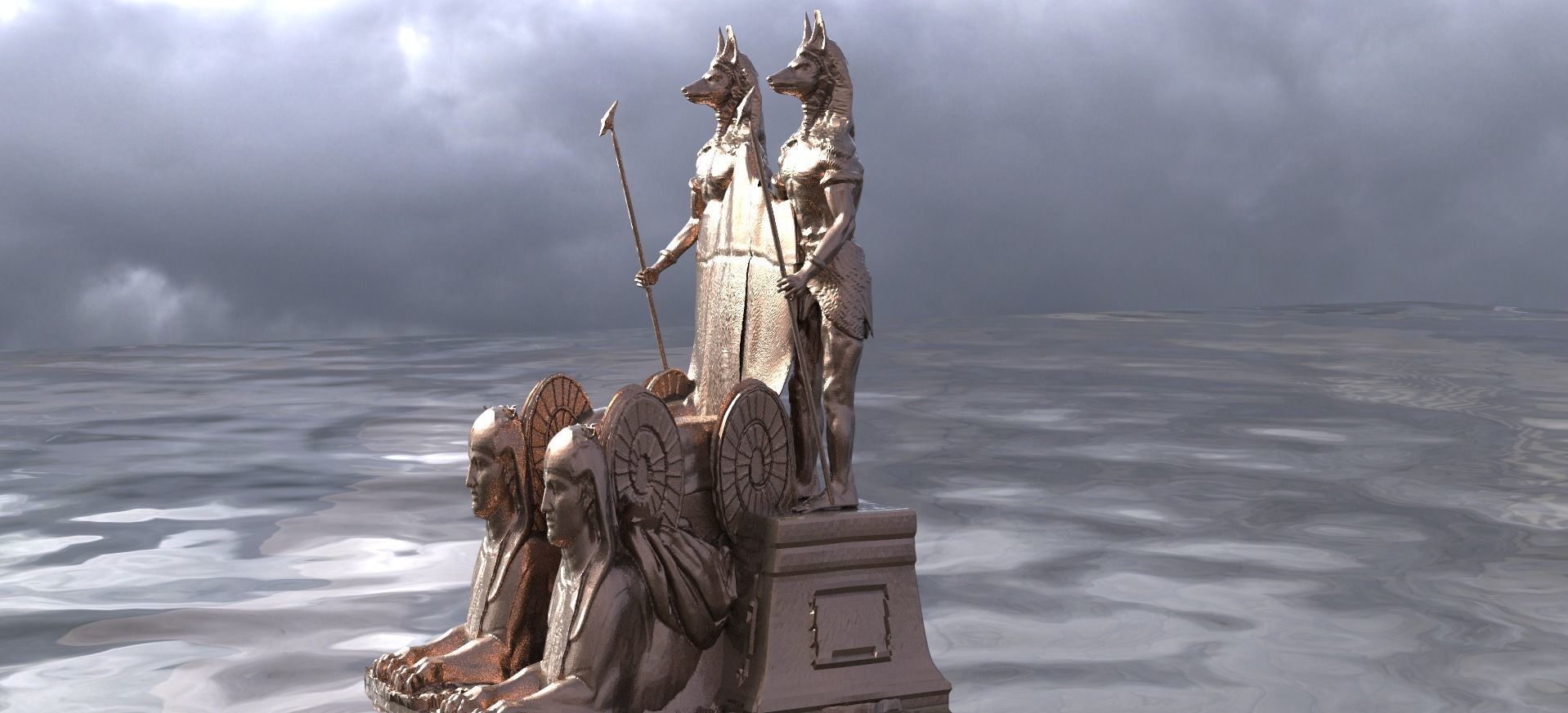 Anubis pharaoh Throne 3D model_1