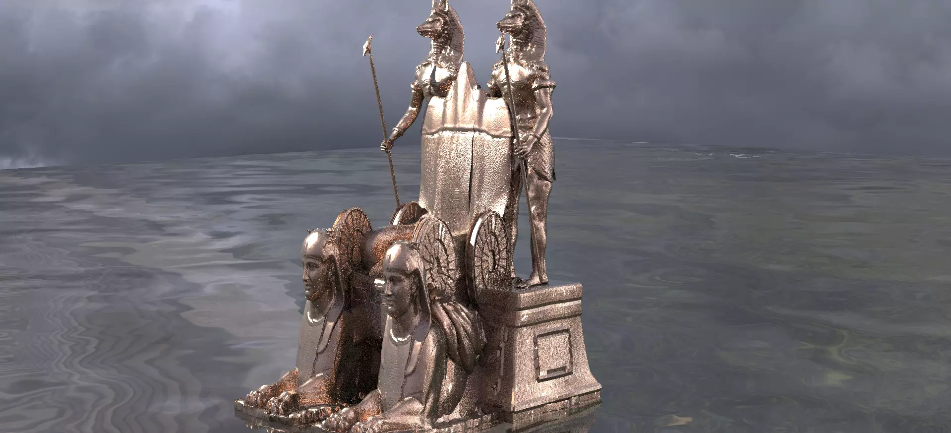 Anubis pharaoh Throne 3D model_0