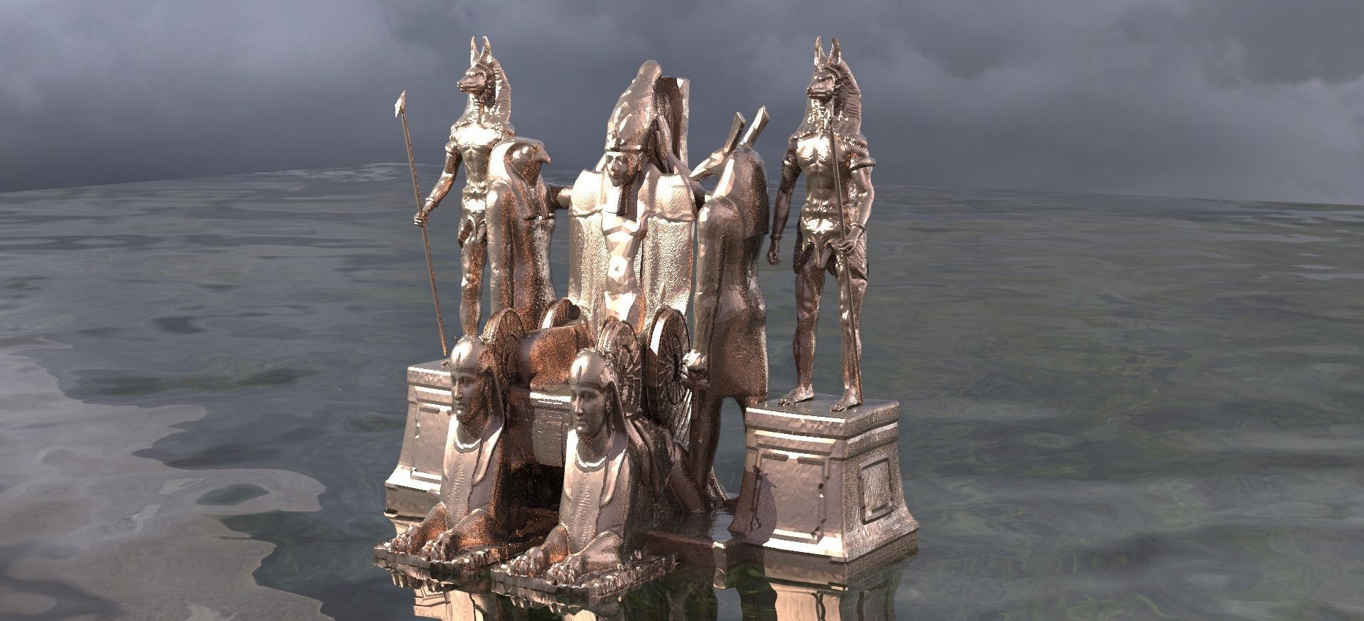 Grand Egyptian Gods Throne 3D model_1