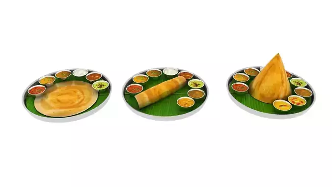 dosa 3d model indian food on plate