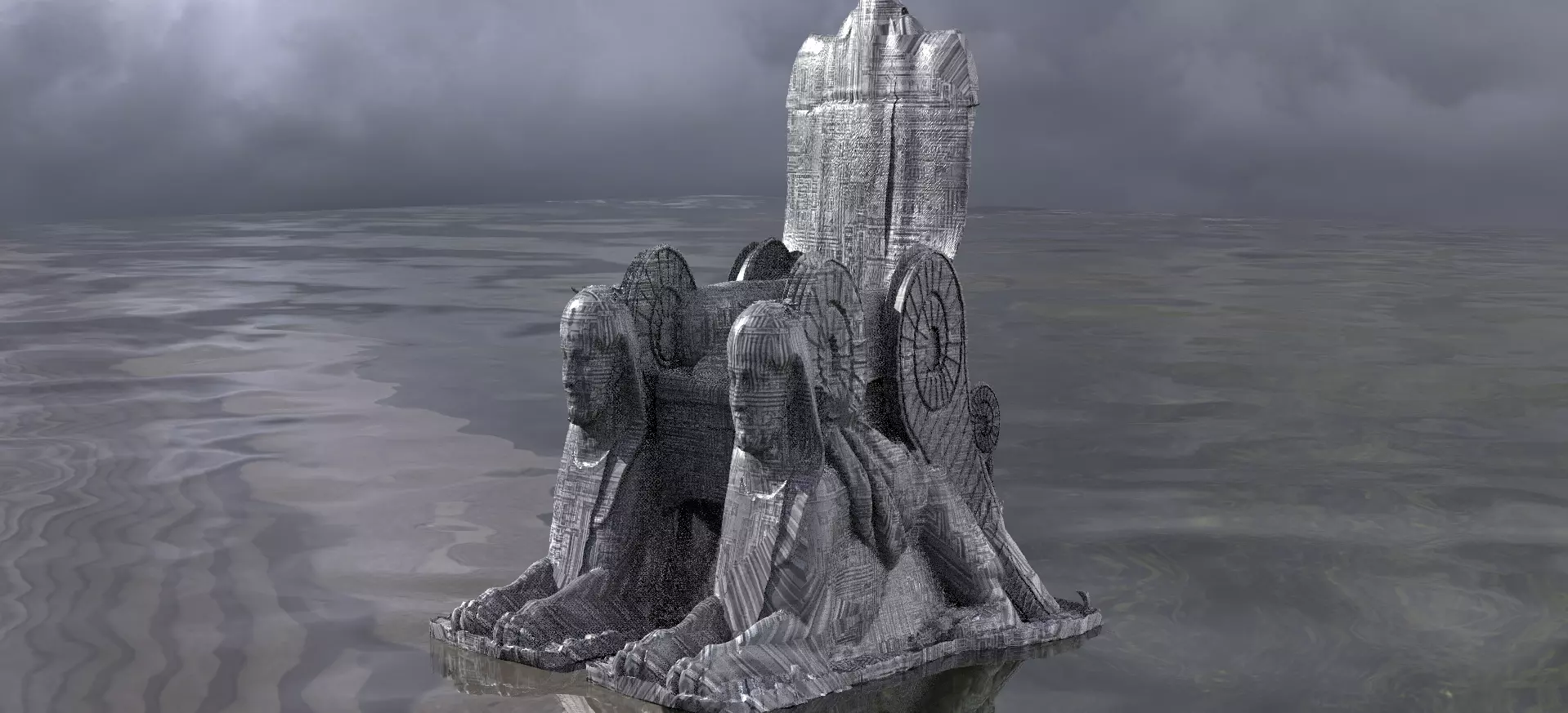 Egyptian Throne Dark 3D model_0