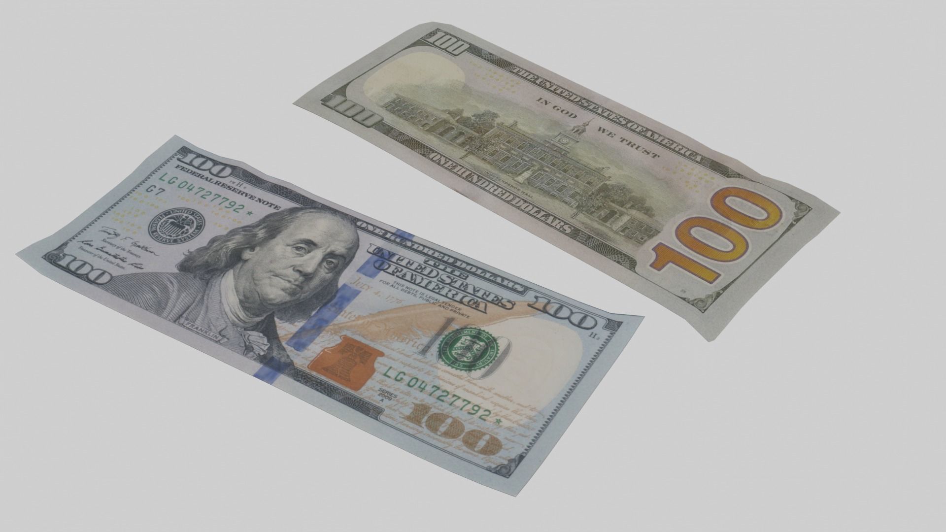 American Dollar Bill Stack 3D model_5