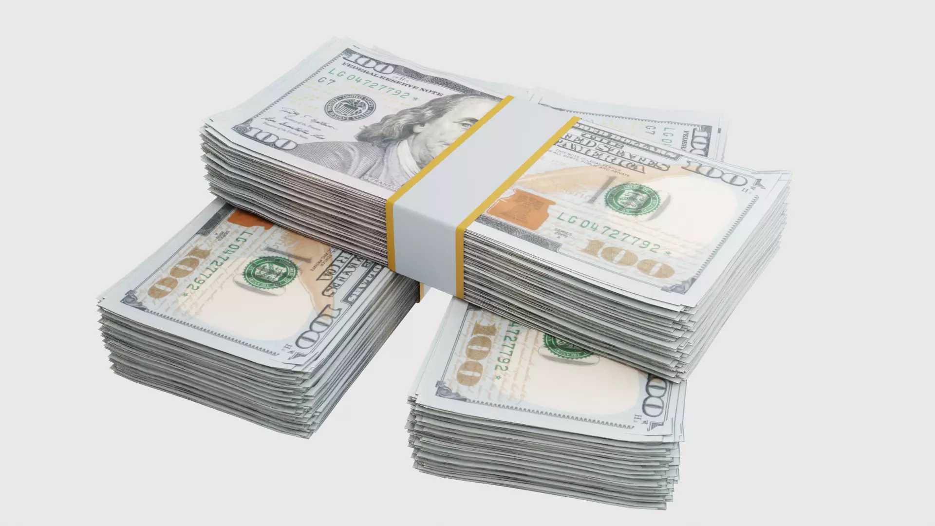 American Dollar Bill Stack 3D model_0