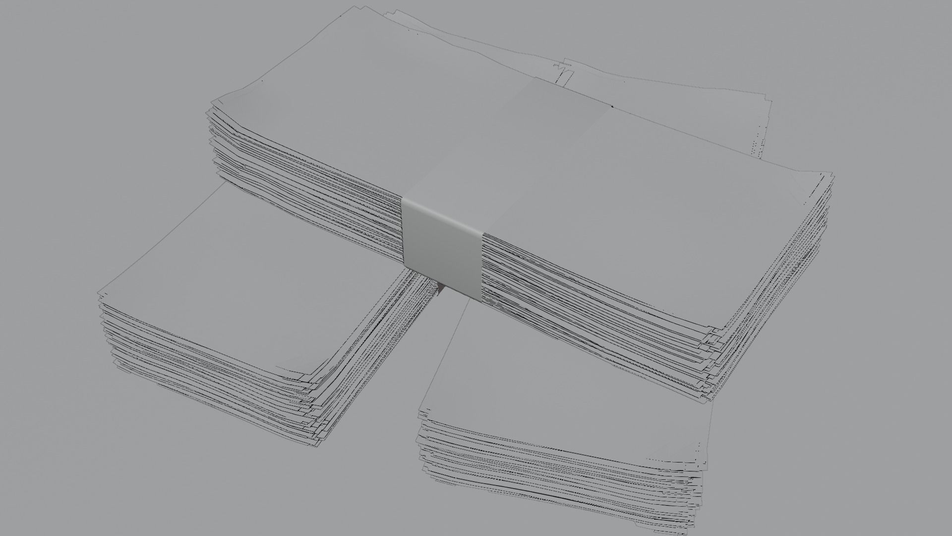 American Dollar Bill Stack 3D model_2