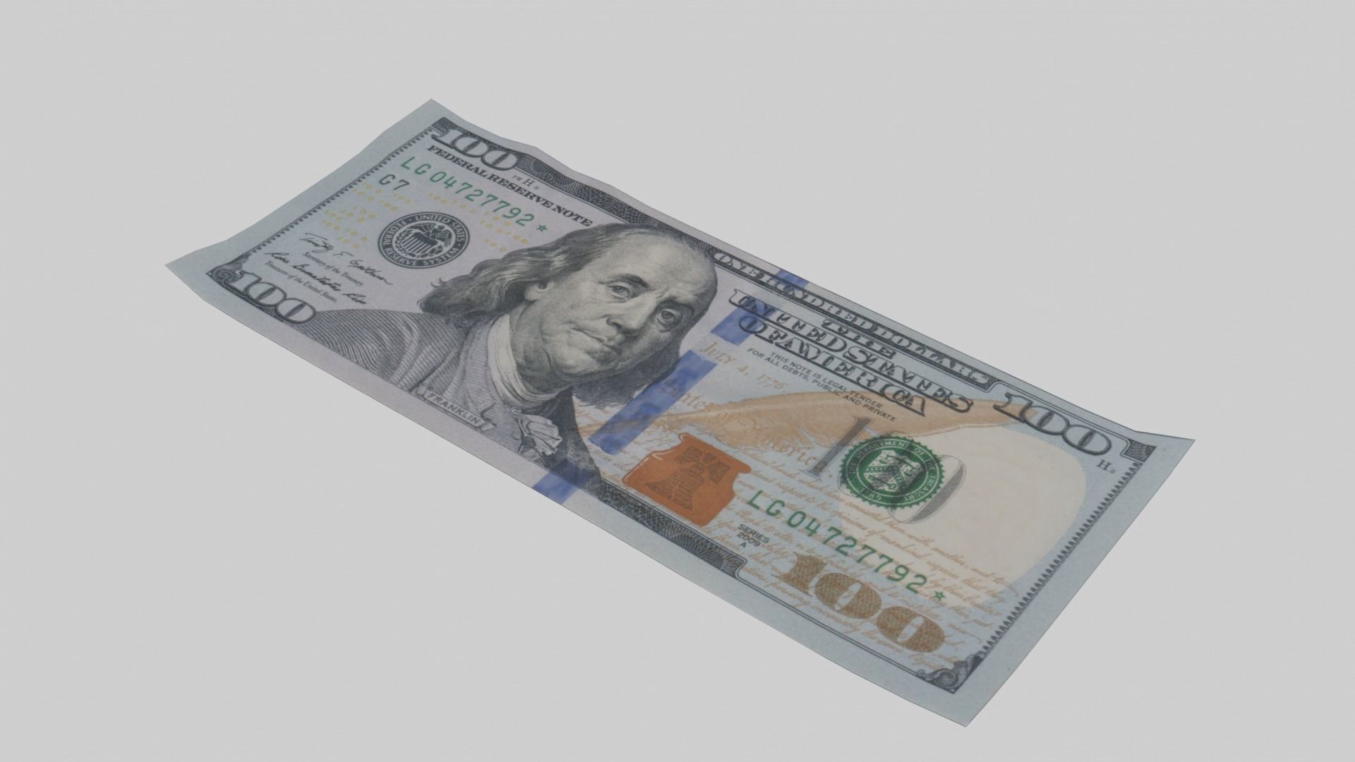 American Dollar Bill Stack 3D model_4