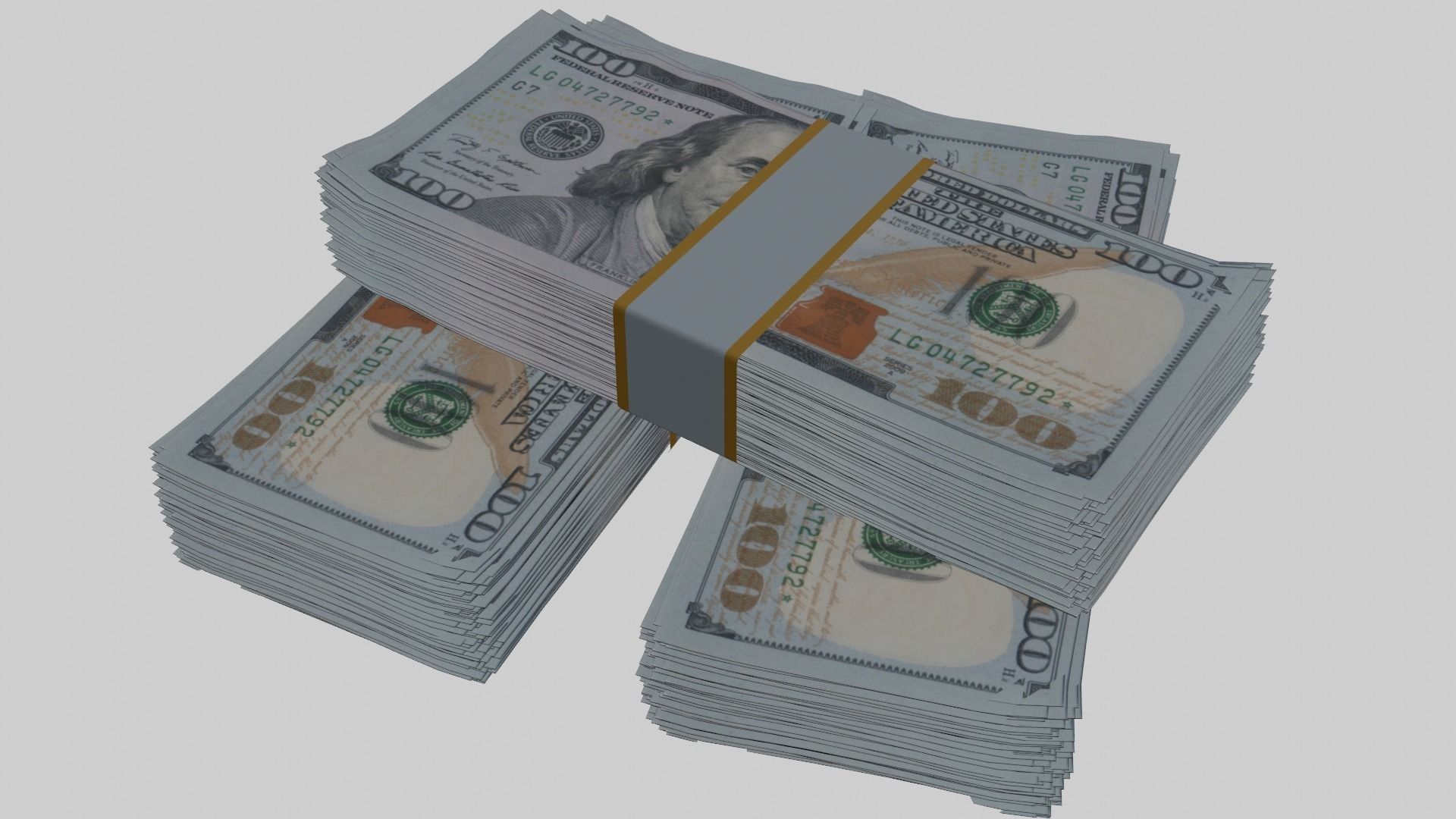 American Dollar Bill Stack 3D model_1