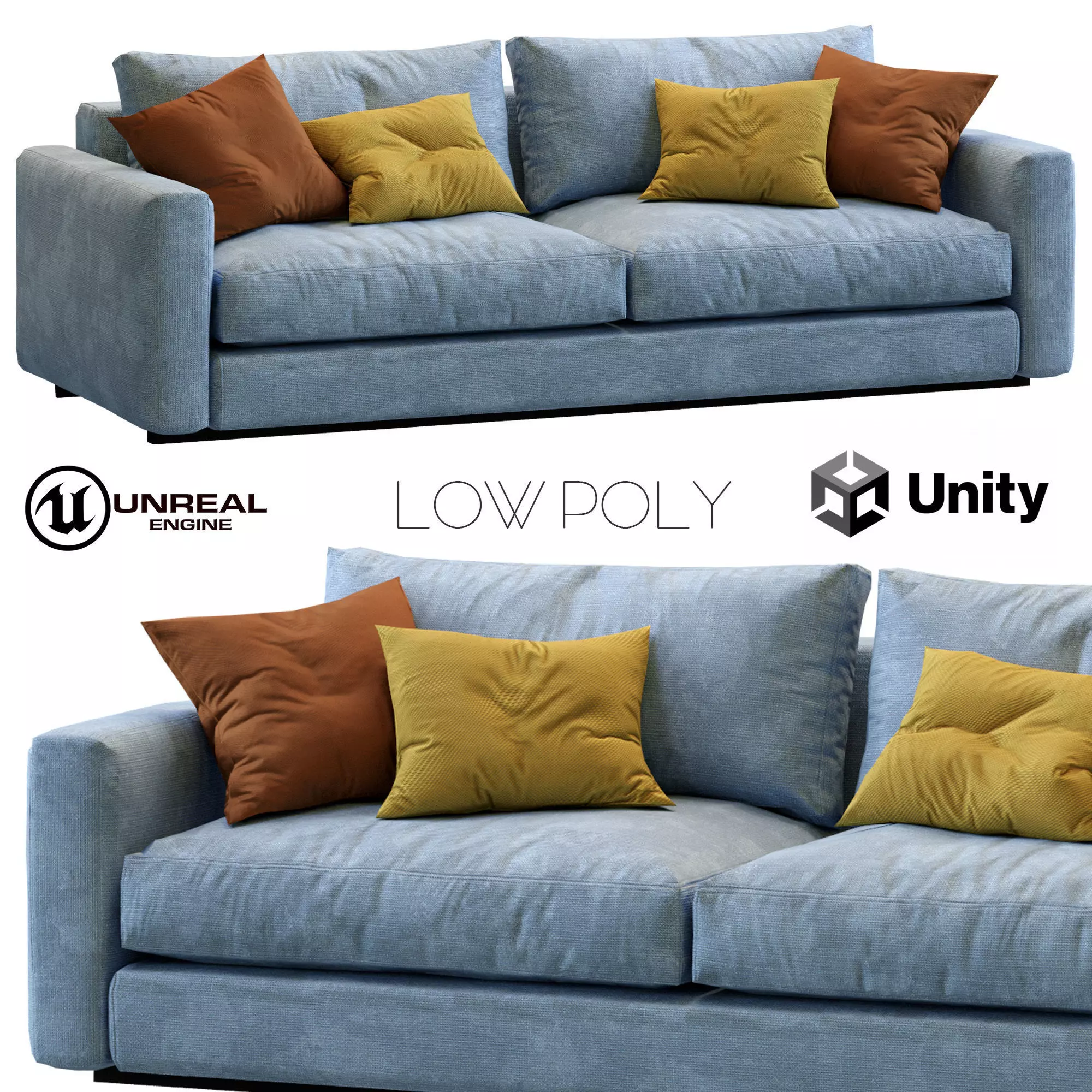 Ferlea Sofa Simple  Low-poly 3D model_0