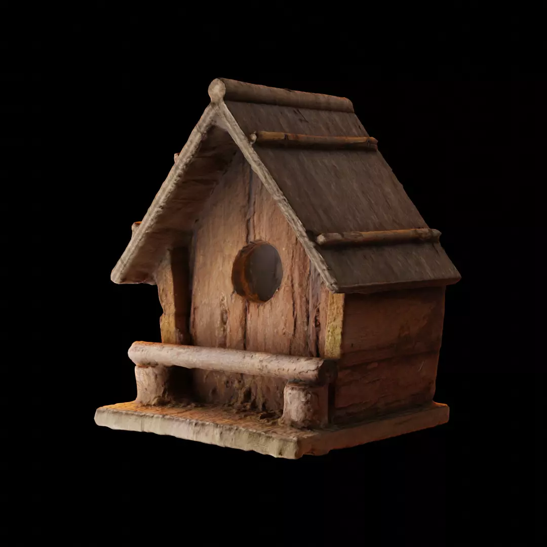 Birdhouse Wood Low-Poly 3D Scan Low-poly 3D model_0