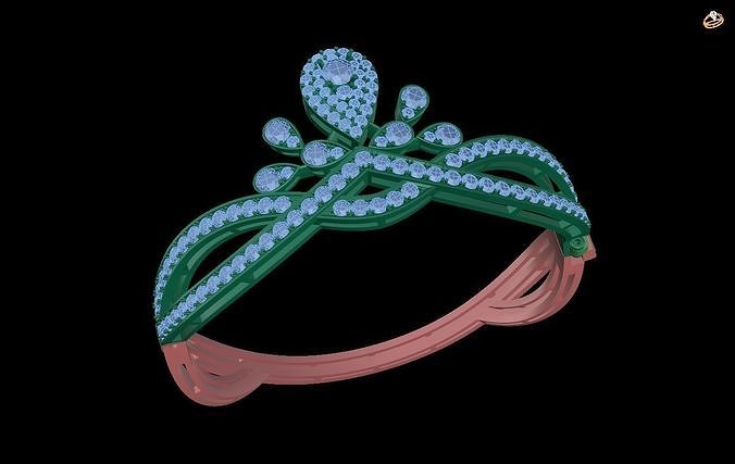bracelet emerald and diamond tiara 3D print model