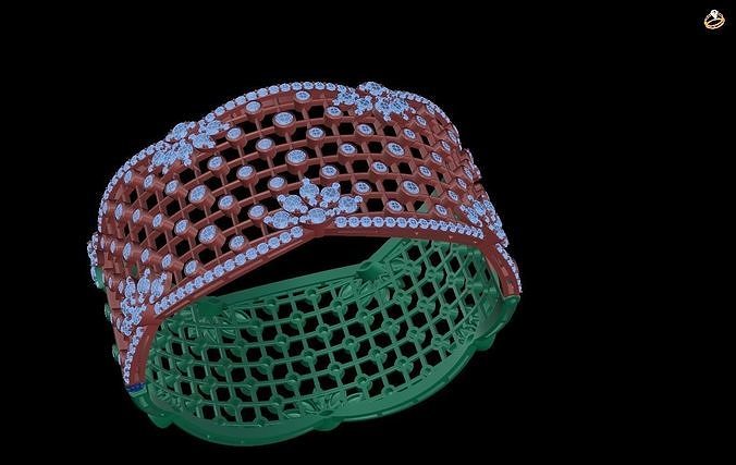 bracelet diamond bangle with stones 3D print model