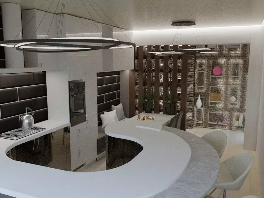kitchen in modern apartment Free 3D print model