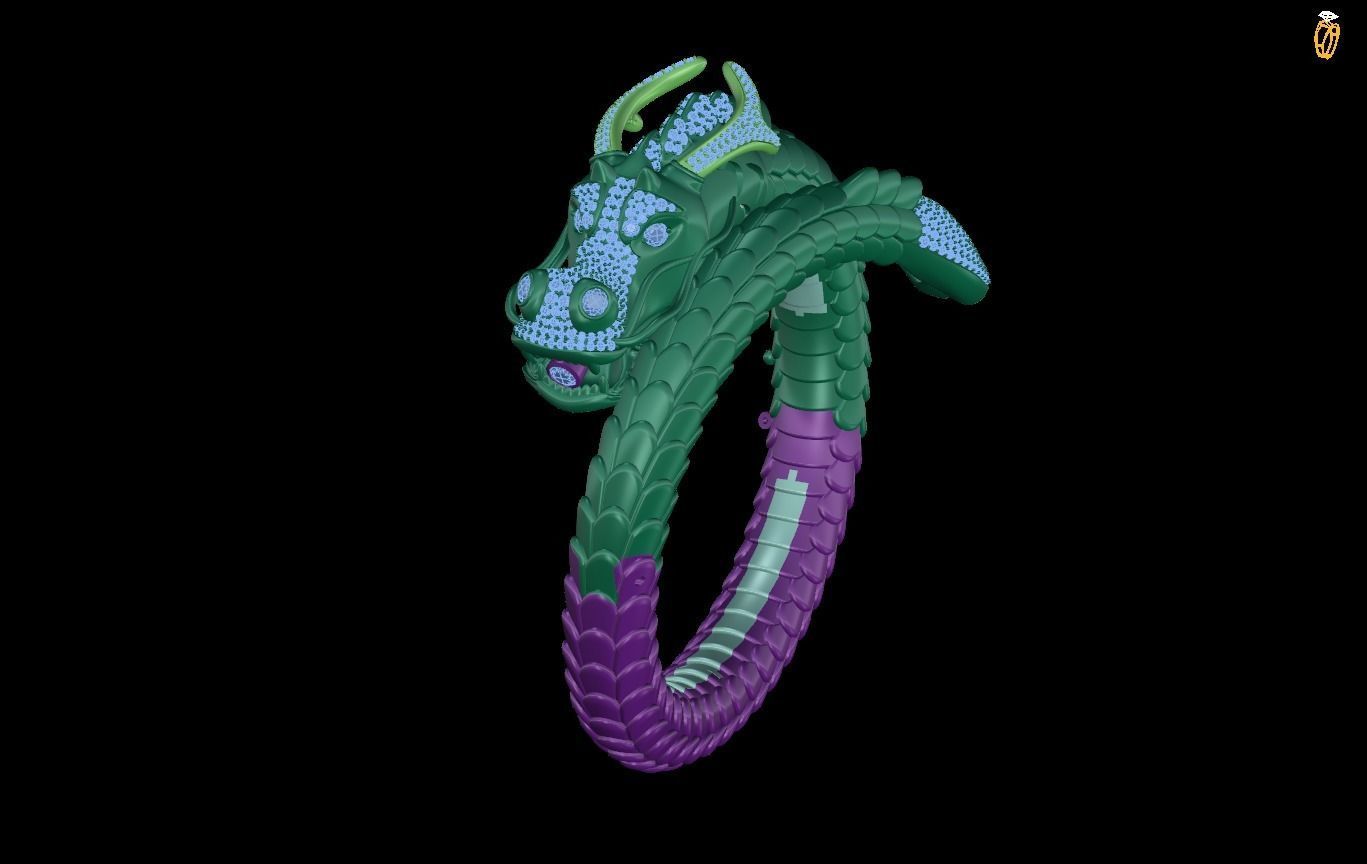 bracelet dragon ring 3D print model_1