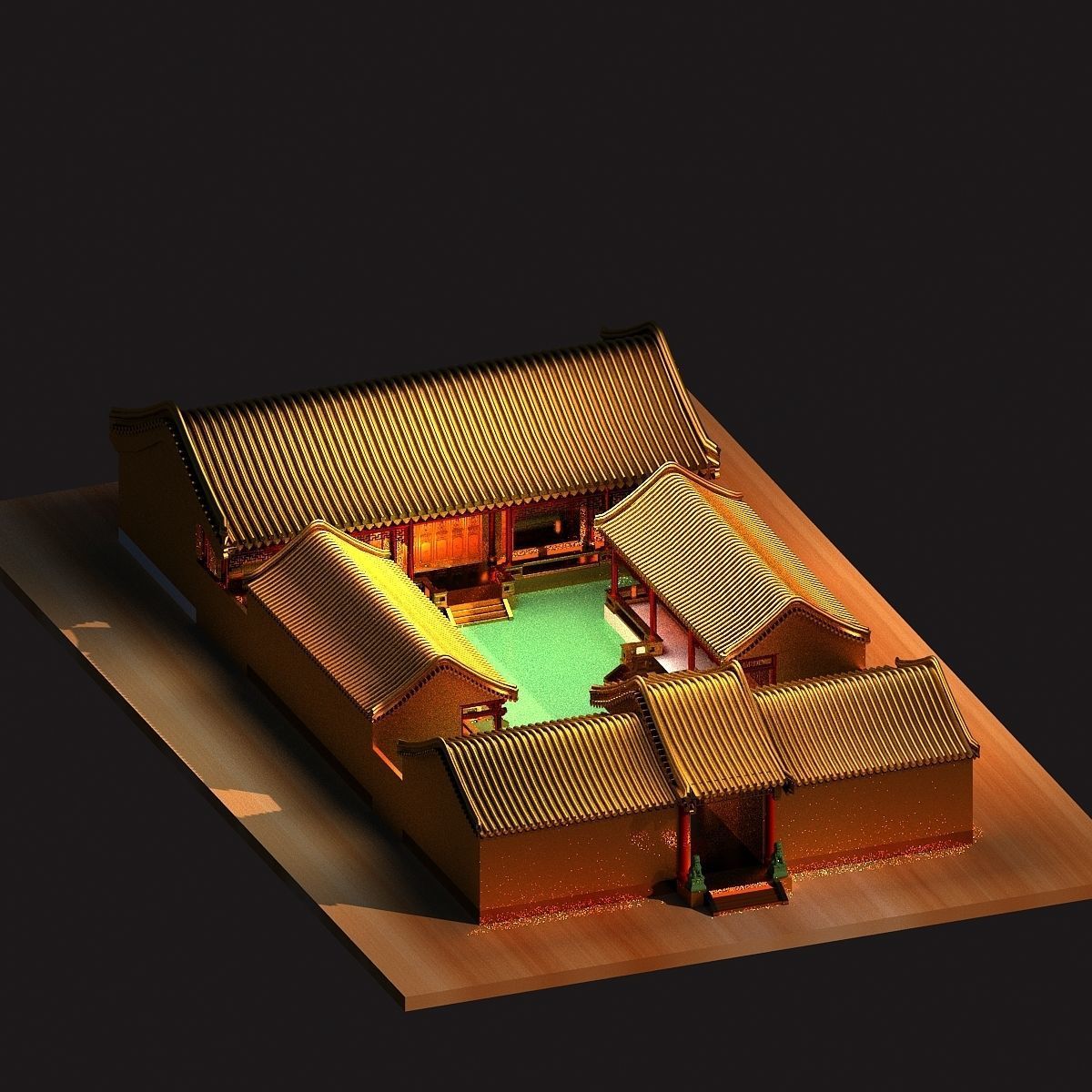 Chinese courtyard house 3D model_1