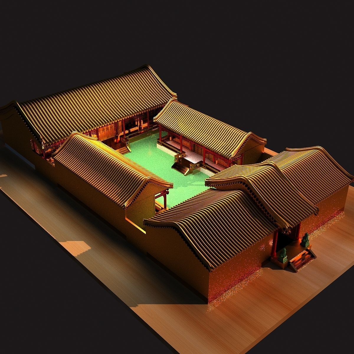 Chinese courtyard house 3D model_2