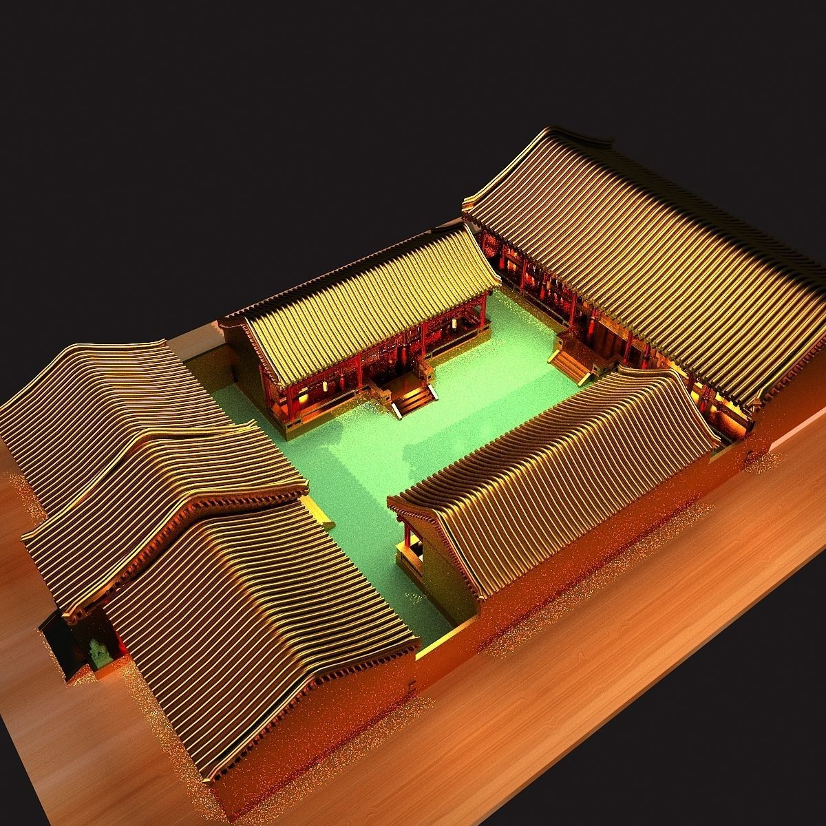 Chinese courtyard house 3D model_4