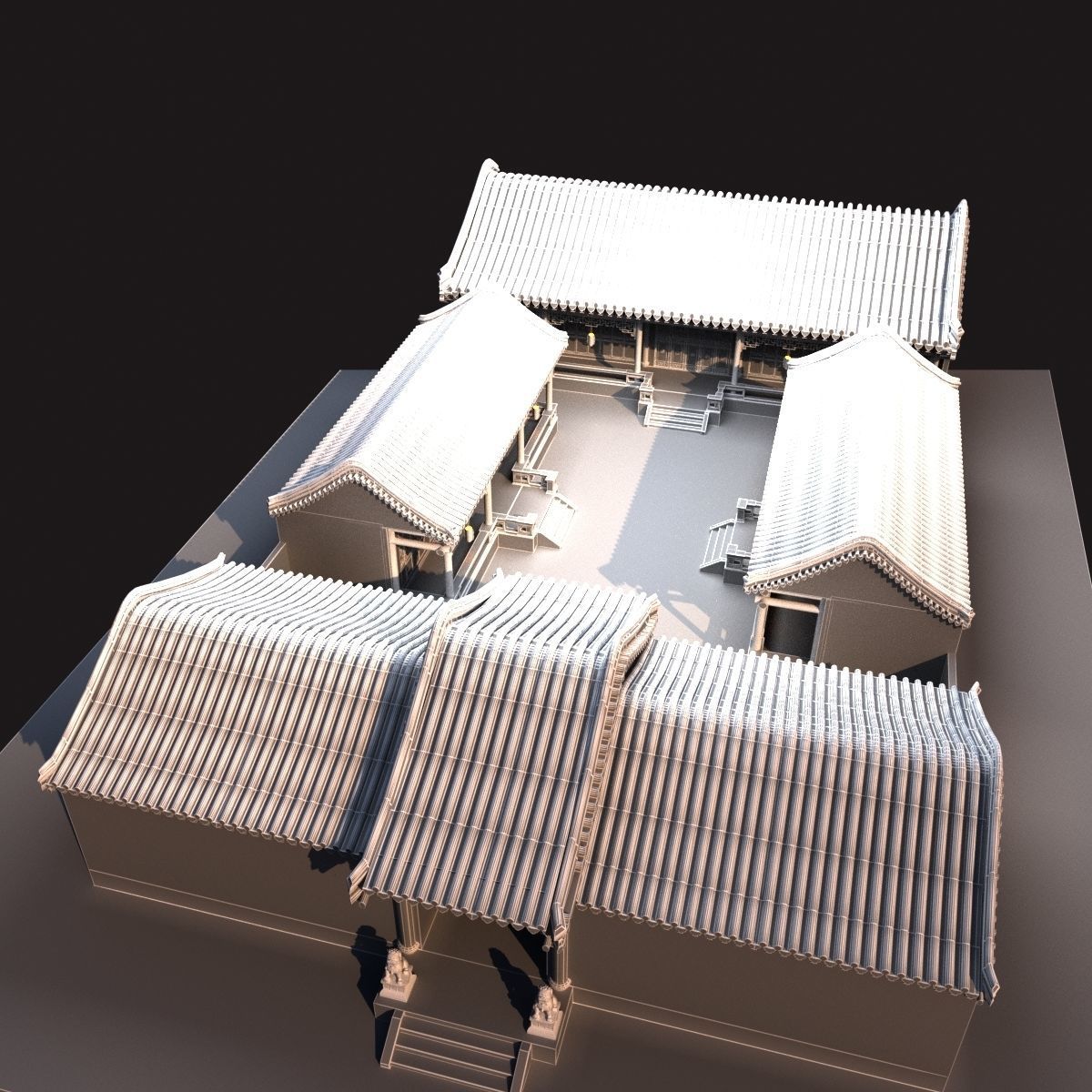 Chinese courtyard house 3D model_6
