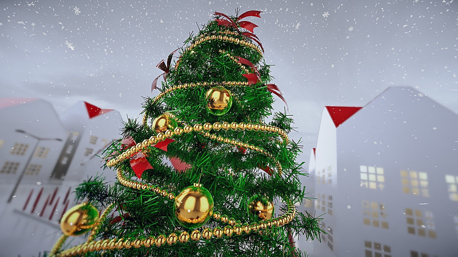 Christmas tree with santa 3D model_1