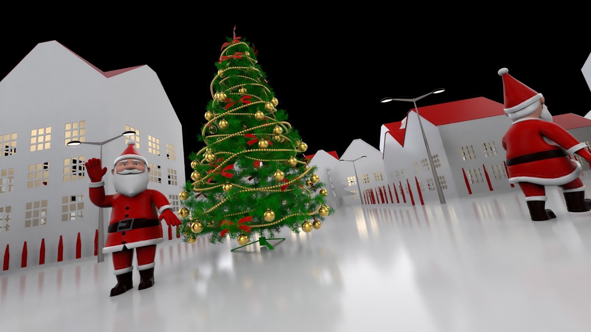 Christmas tree with santa 3D model_2