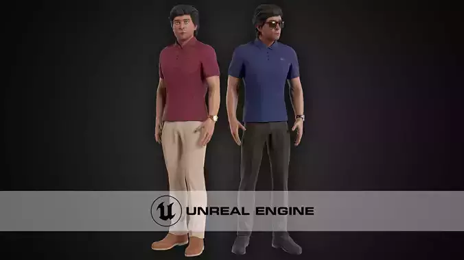 Man in Polo Low-poly 3D model