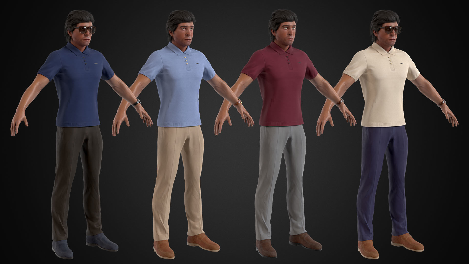 Man in Polo Low-poly 3D model_4